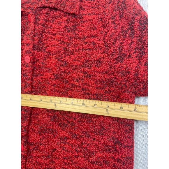 DONCASTER Women's Red Textured Merino Wool Blend Button Front Cardigan Sweater L - Picture 5 of 9